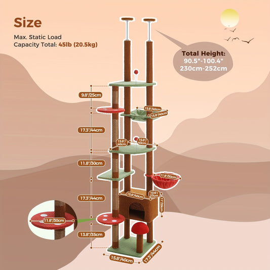 3 Hammocks Floor to Ceiling Cat Tree