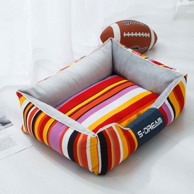Oxford Cloth Striped Pet Bed