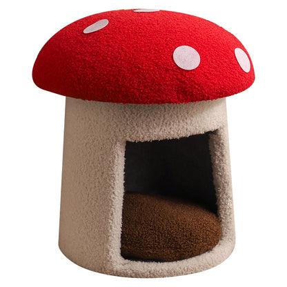 Large Red Umbrella Mushroom Cat Bed