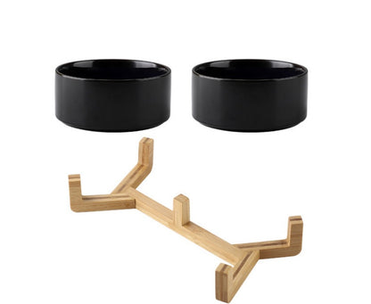 Sleek Black Pet Dish Sets