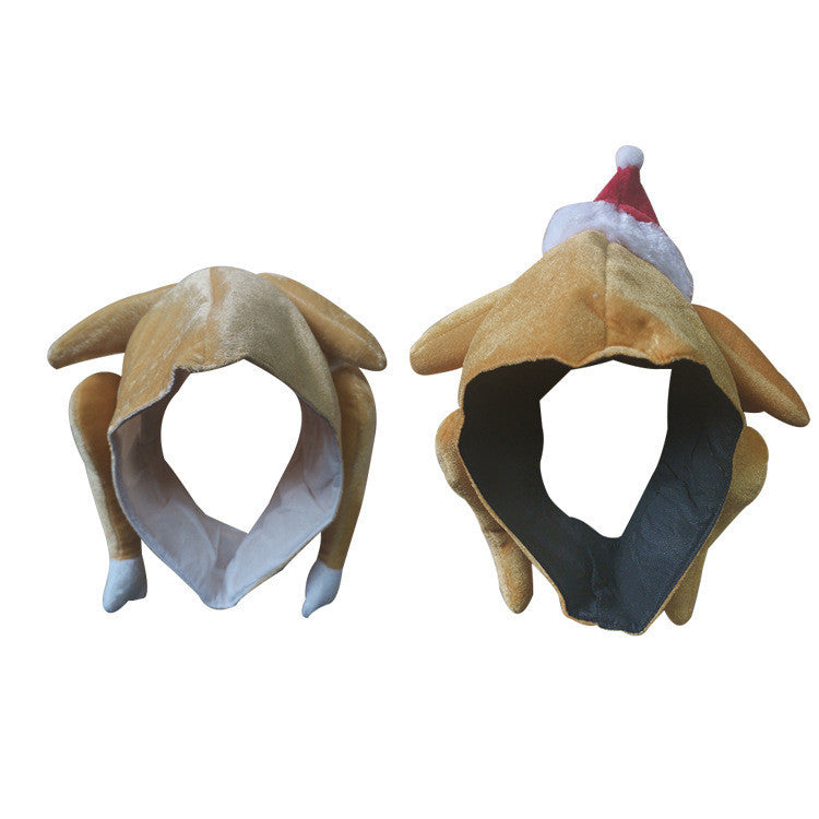 Plush Roasted Turkey Pet Hats