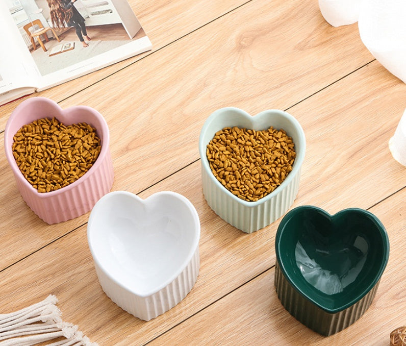 Pet Ceramic Bowl/ Inclined Heart