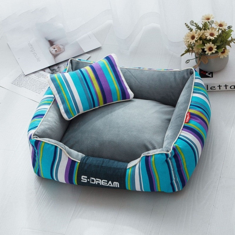 Oxford Cloth Striped Pet Bed