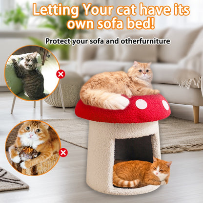 Large Red Umbrella Mushroom Cat Bed