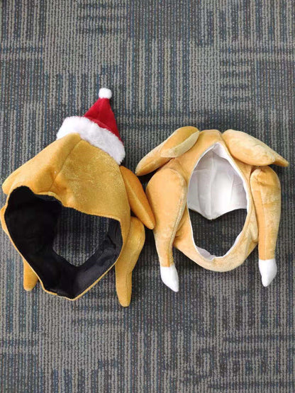 Plush Roasted Turkey Pet Hats