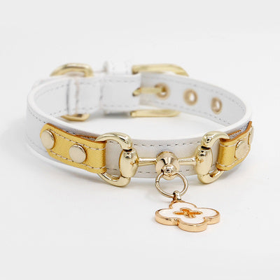 Genuine Leather Charm Pet Collar