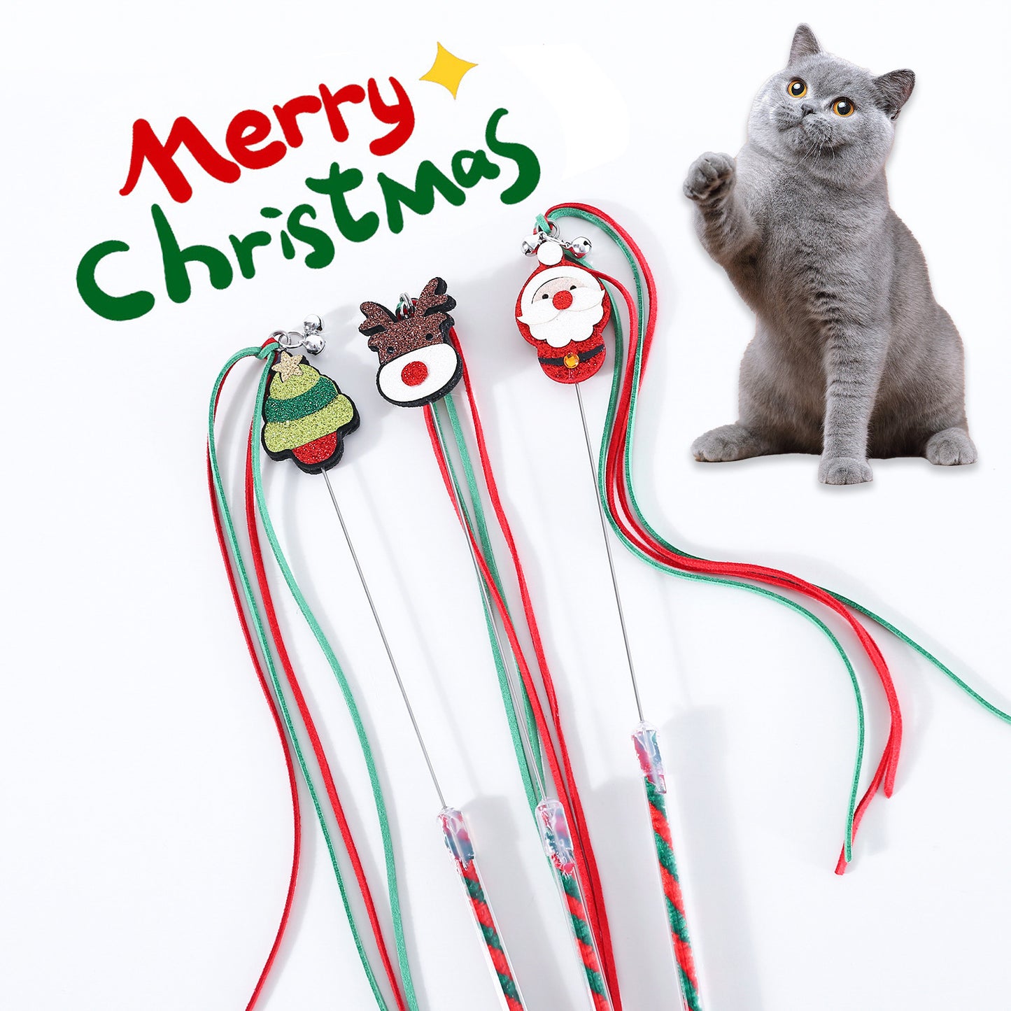 Christmas Cat Teaser Tassel