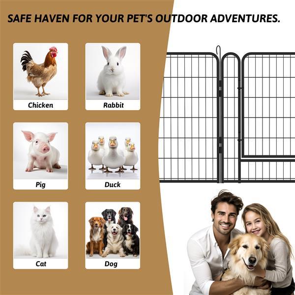 16 Pieces Of Heavy-duty Metal Pet Fence
