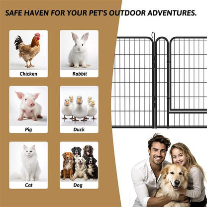 16 Pieces Of Heavy-duty Metal Pet Fence