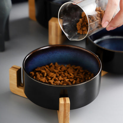 Sleek Black Pet Dish Sets