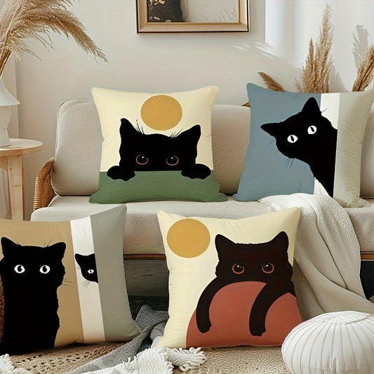 Whimsical Cat Decorative Throw Pillow Covers