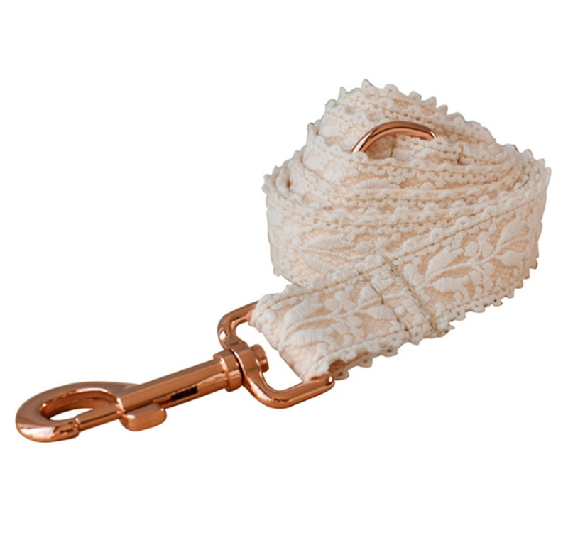 Leaf Lace Pet Collar With Rose Gold