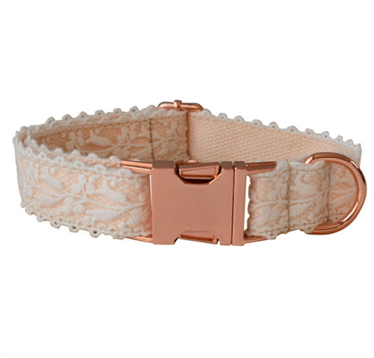 Leaf Lace Pet Collar With Rose Gold