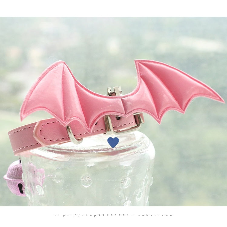 Little Devil Wings Bell Leather Collar