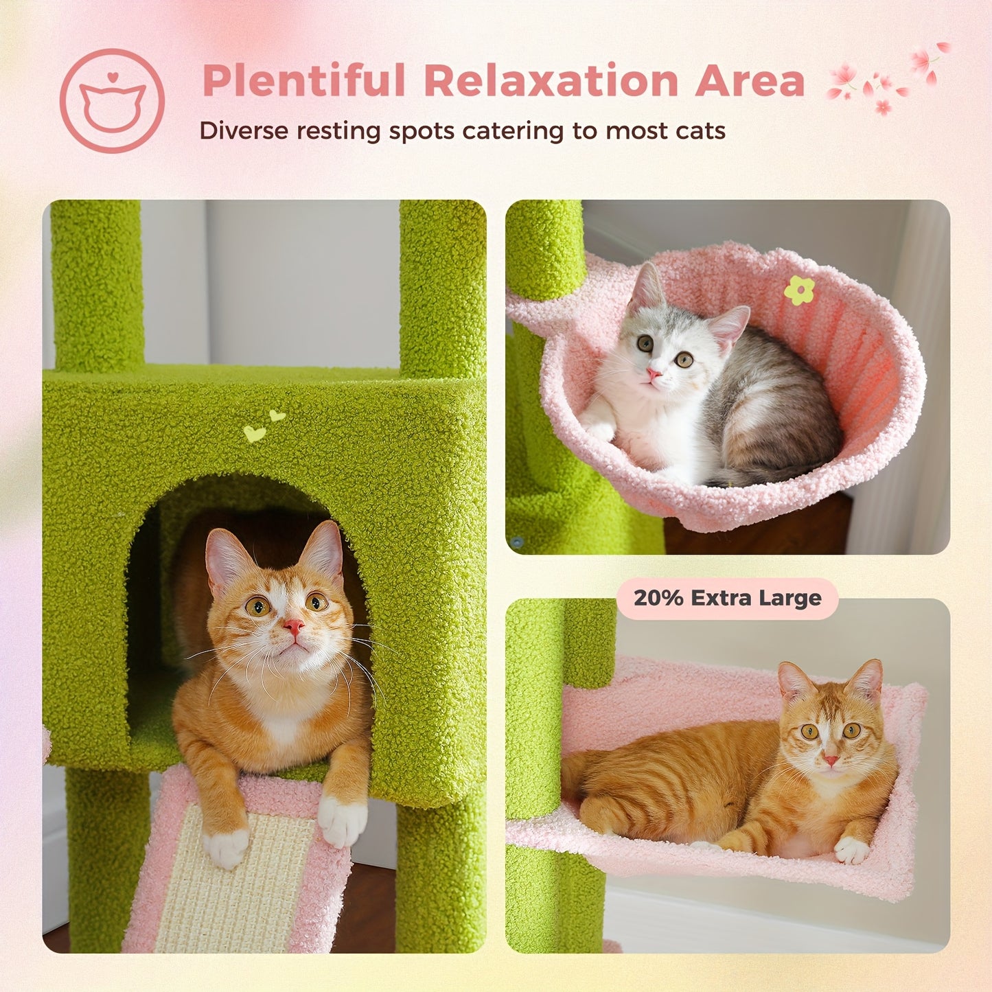 3 Hammocks Floor to Ceiling Cat Tree