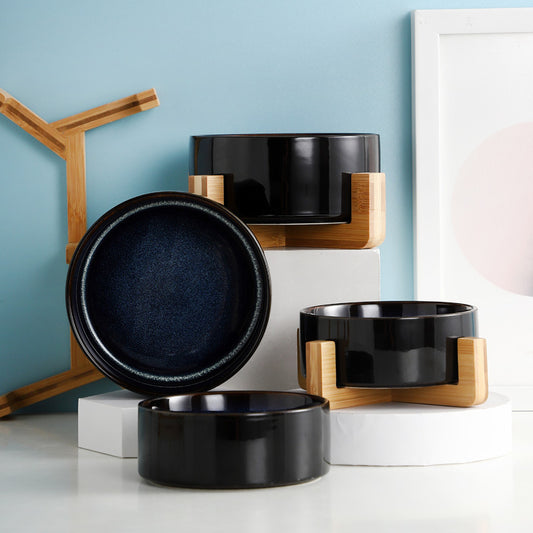 Sleek Black Pet Dish Sets