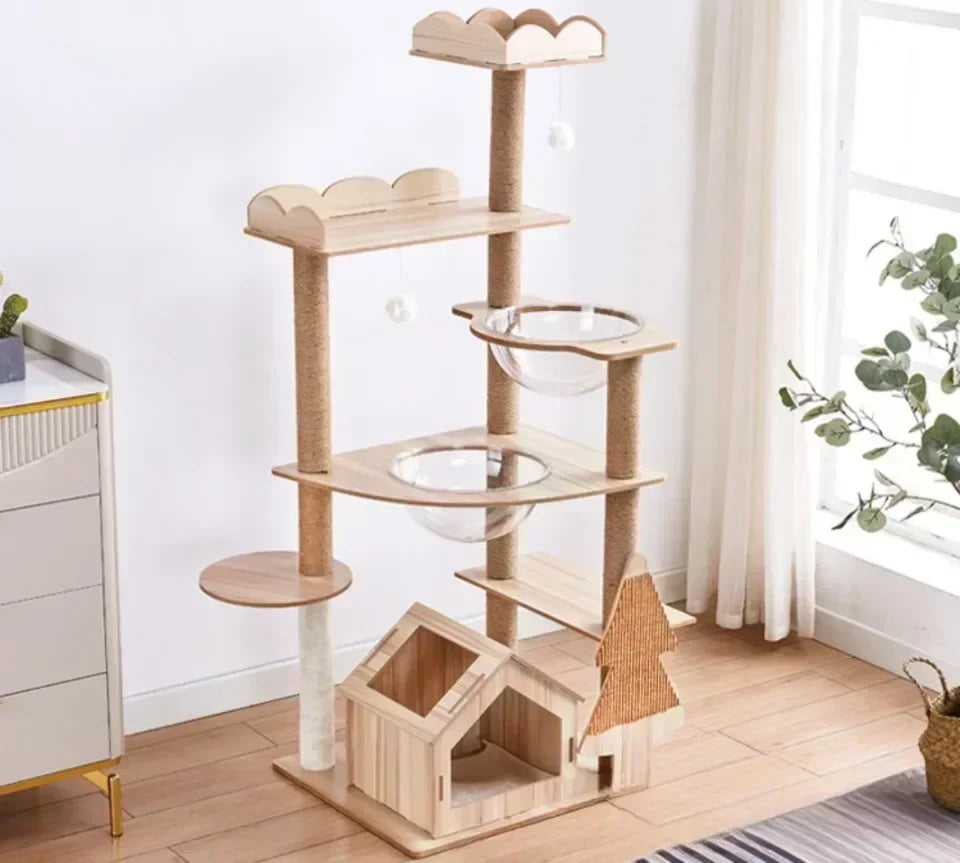 Cat Climbing Cutsie Large Wooden Cat Treehouse
