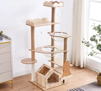 Cat Climbing Cutsie Large Wooden Cat Treehouse