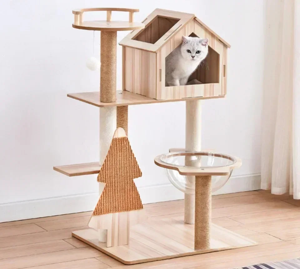 Cat Climbing Cutsie Large Wooden Cat Treehouse
