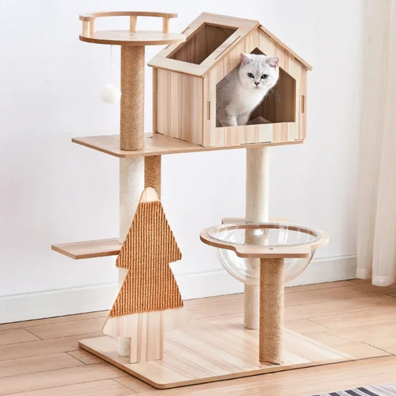 Cat Climbing Cutsie Large Wooden Cat Treehouse