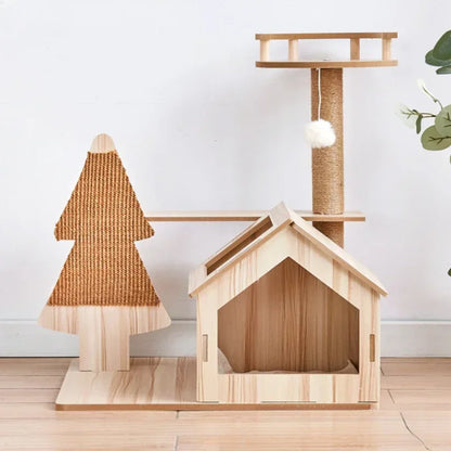 Cat Climbing Cutsie Large Wooden Cat Treehouse