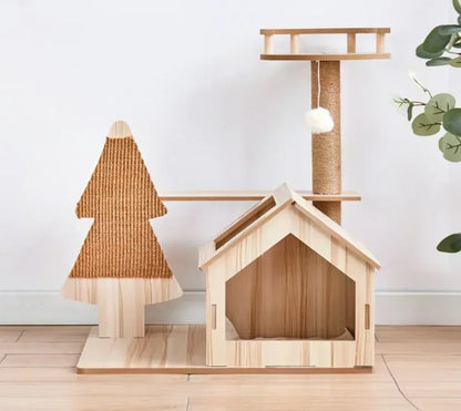 Cat Climbing Cutsie Large Wooden Cat Treehouse