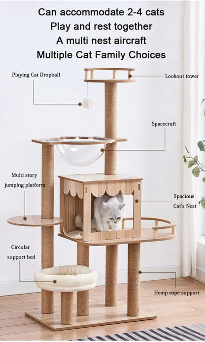 Cat Climbing Cutsie Large Wooden Cat Treehouse