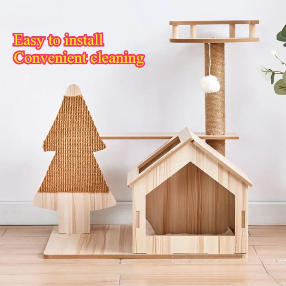 Cat Climbing Cutsie Large Wooden Cat Treehouse