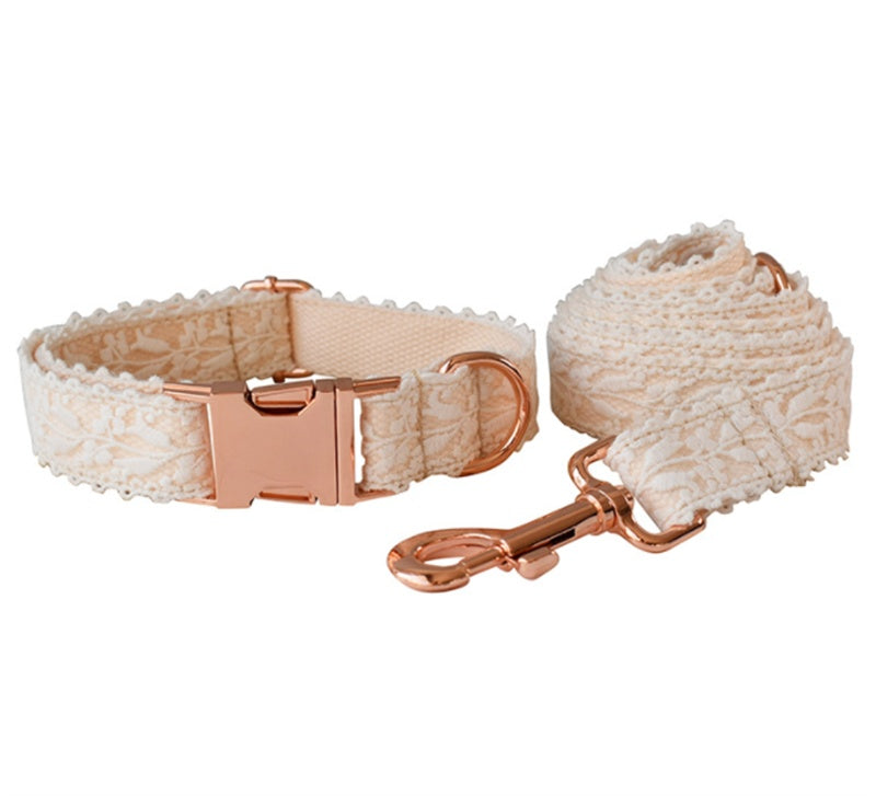 Leaf Lace Pet Collar With Rose Gold