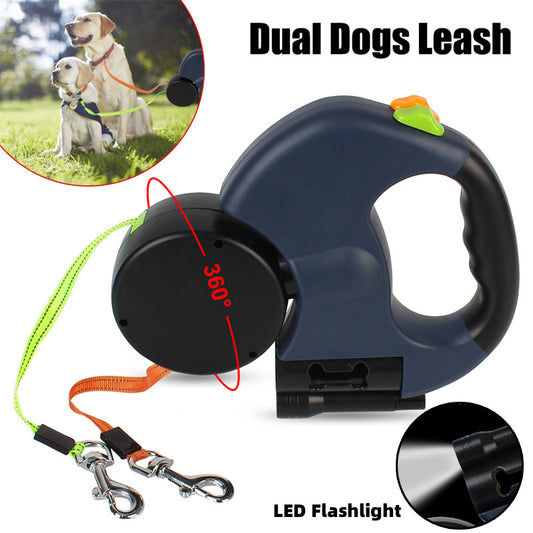 Light the way- Retractable Dog Dual 360 Swivel Leash
