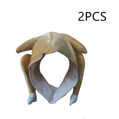 Plush Roasted Turkey Pet Hats