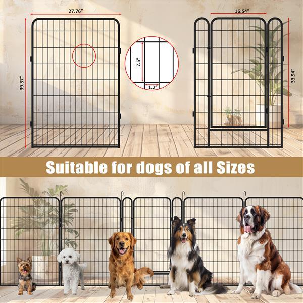 16 Pieces Of Heavy-duty Metal Pet Fence