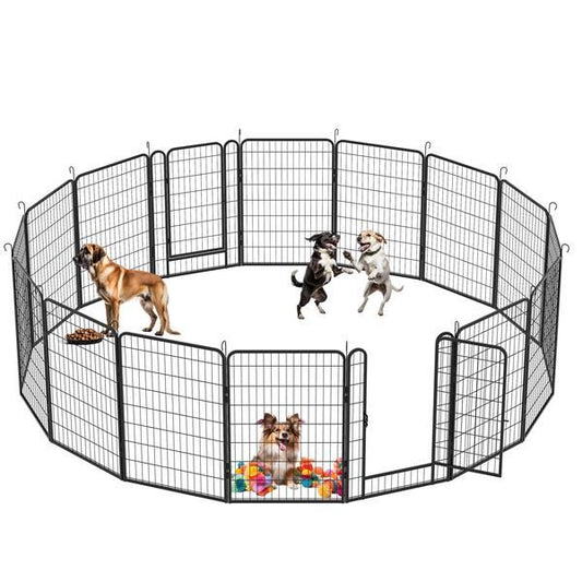 16 Pieces Of Heavy-duty Metal Pet Fence