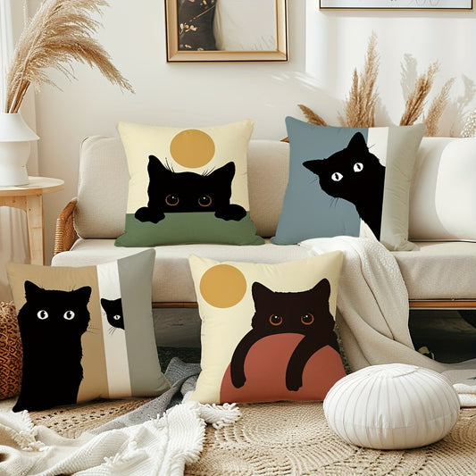 Whimsical Cat Decorative Throw Pillow Covers