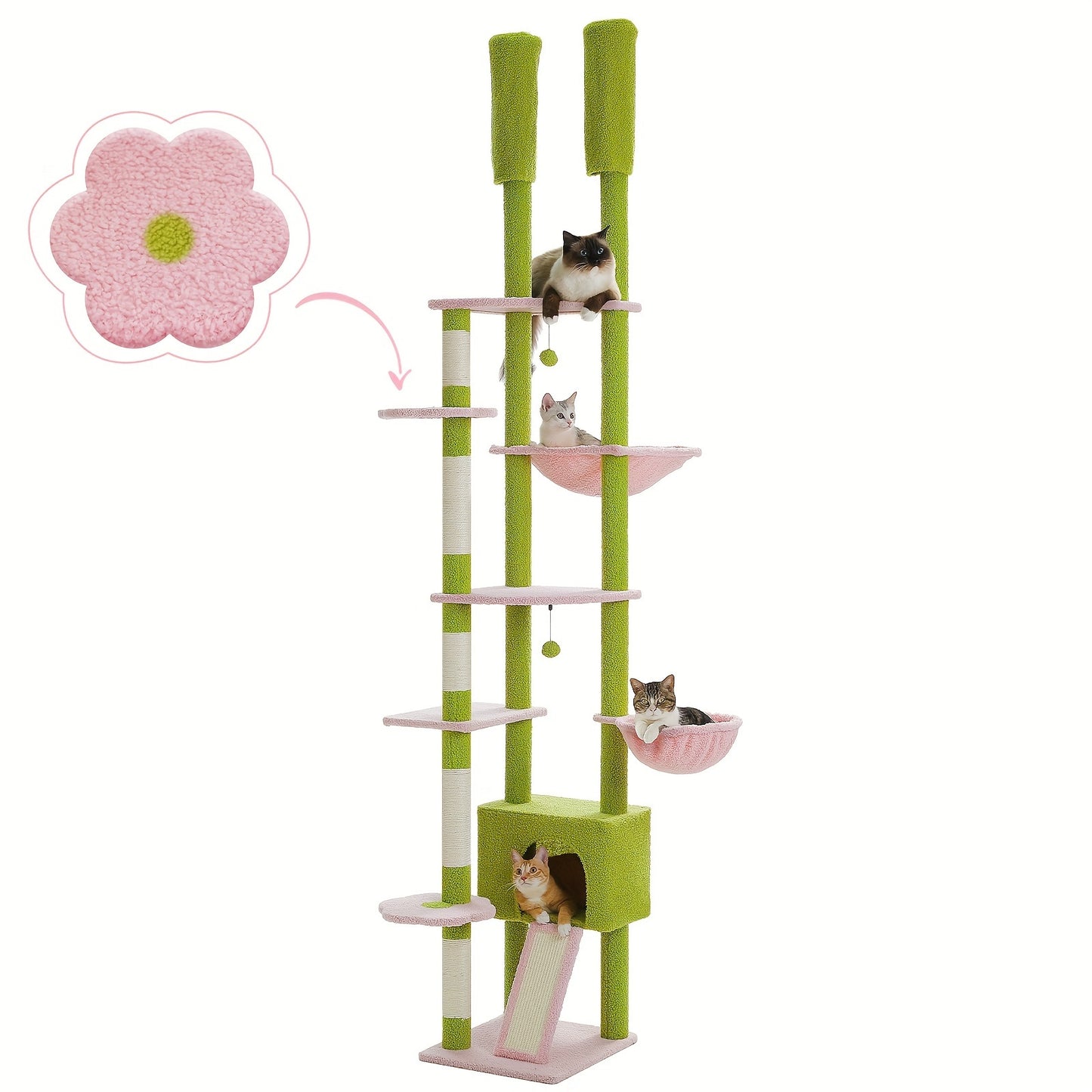 3 Hammocks Floor to Ceiling Cat Tree