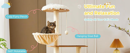 Solid Wood Cat Tree And Tower With Litter Box